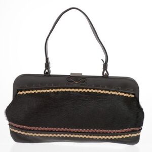 Jamin Puech Leather Brown Pony Hair Clutch Pouchette Bag One Size